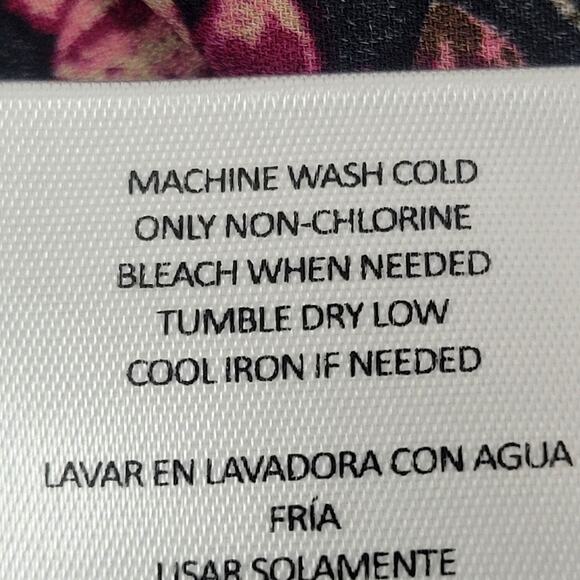 Kut from the Kloth Black, Pink, and Cranberry Floral Sheer Blouse Size XL - Picture 7 of 8